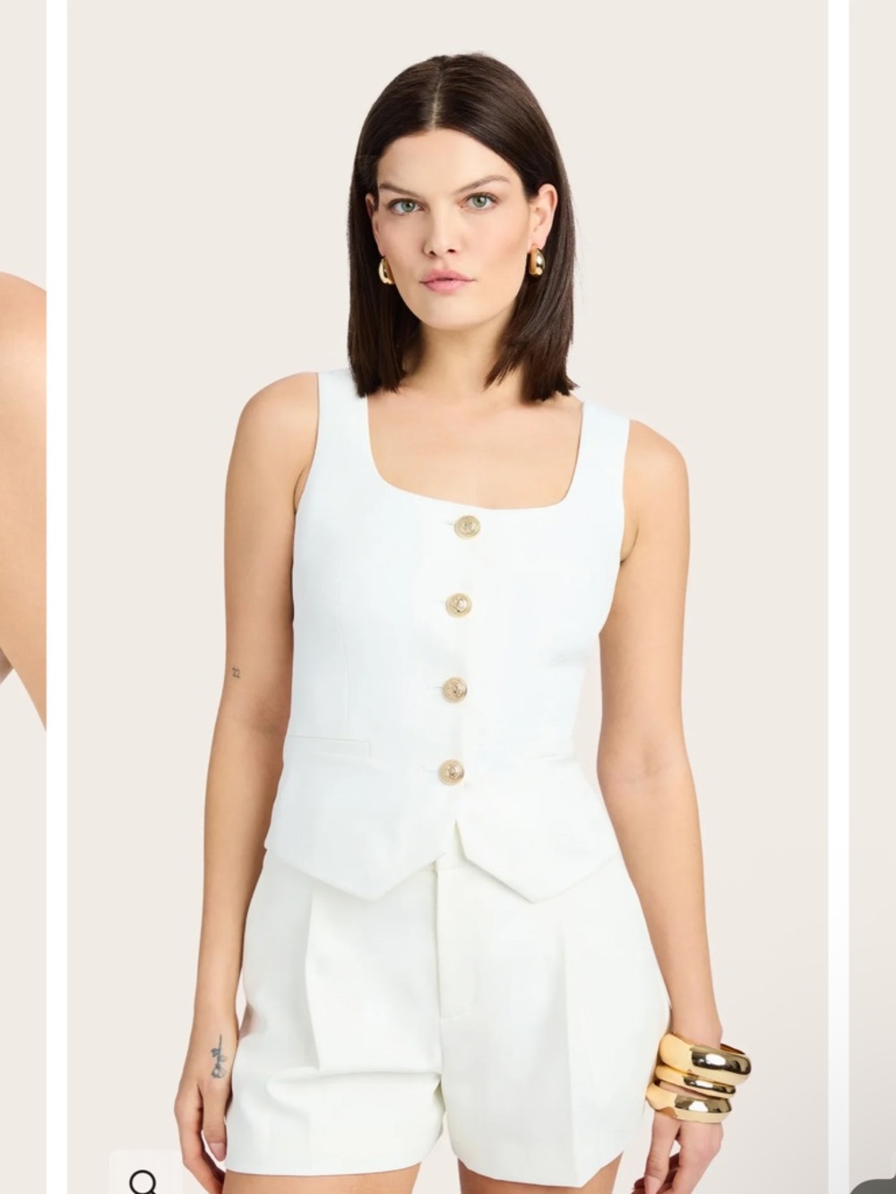 Generation Love Beatriz Crepe Top White Tailored Vest